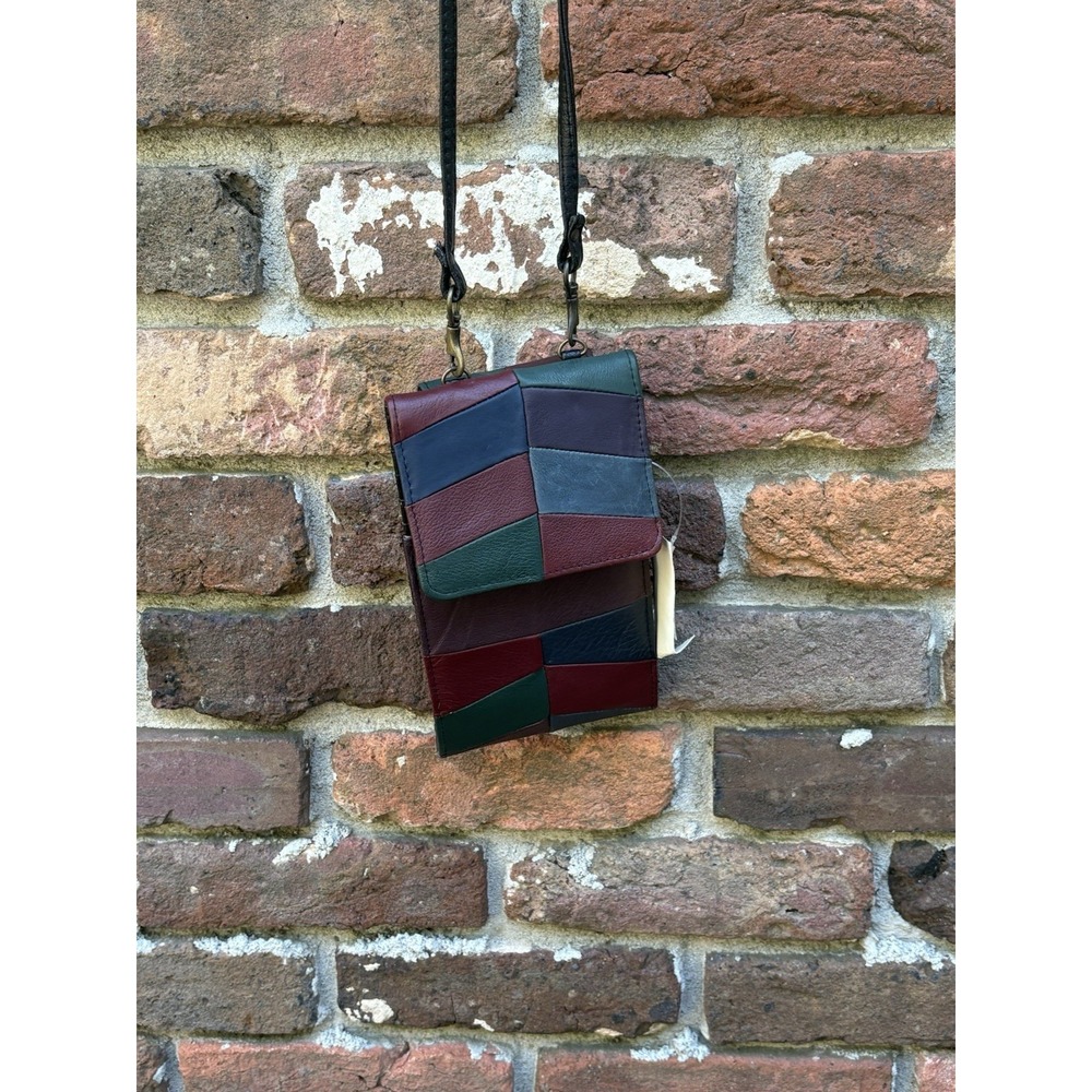 Leather‎ Patchwork Multicolor purse straps crossbody wallet Vintage Carabella